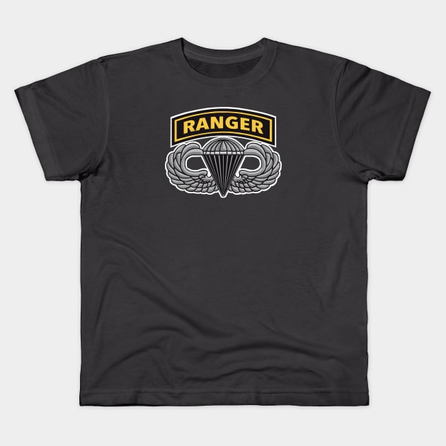 Army Ranger with Jump Wings Kids T-Shirt by Trent Tides